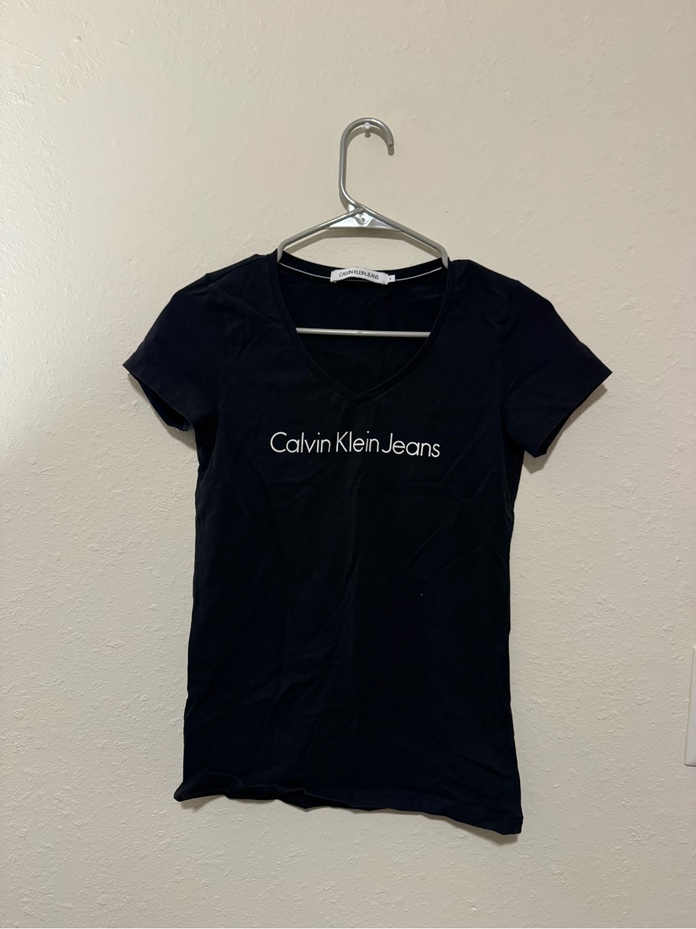 Calvin Klein Jeans Black V-Neck Logo Tee
